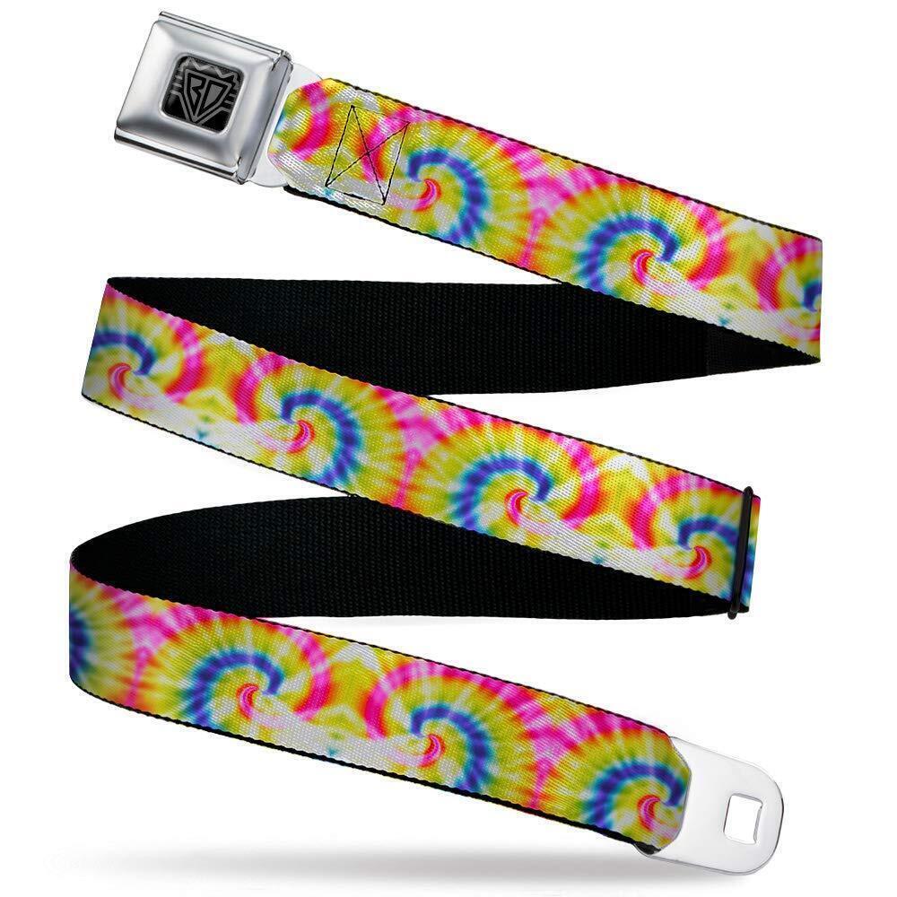 1025 Belt, Seatbelt Buckle Belt, Tie Dye Swirl Multi Color White, 24 to 38